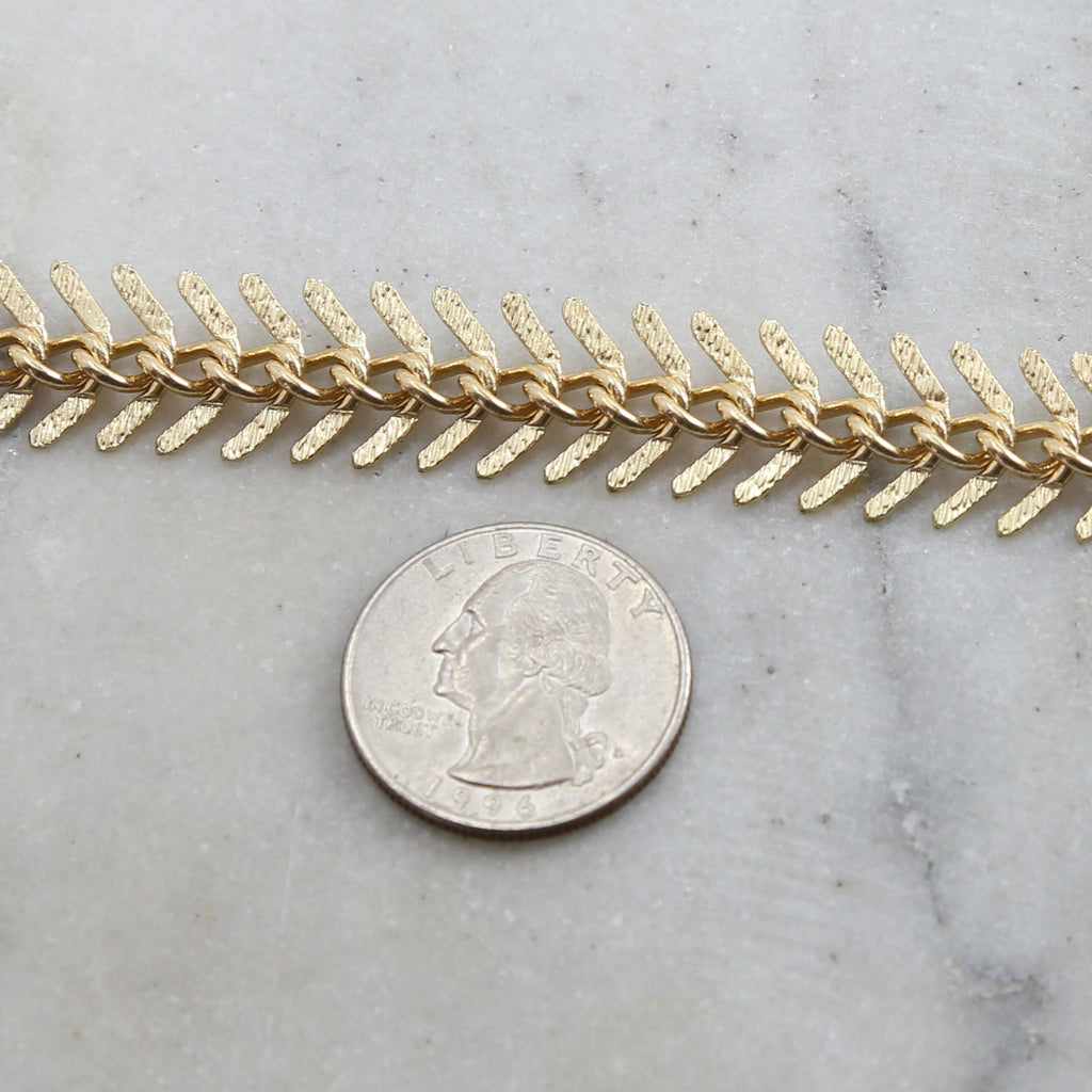 12mmx7mm Brass Plated Herringbone Chevron Choker Chain – Sold by the Foot