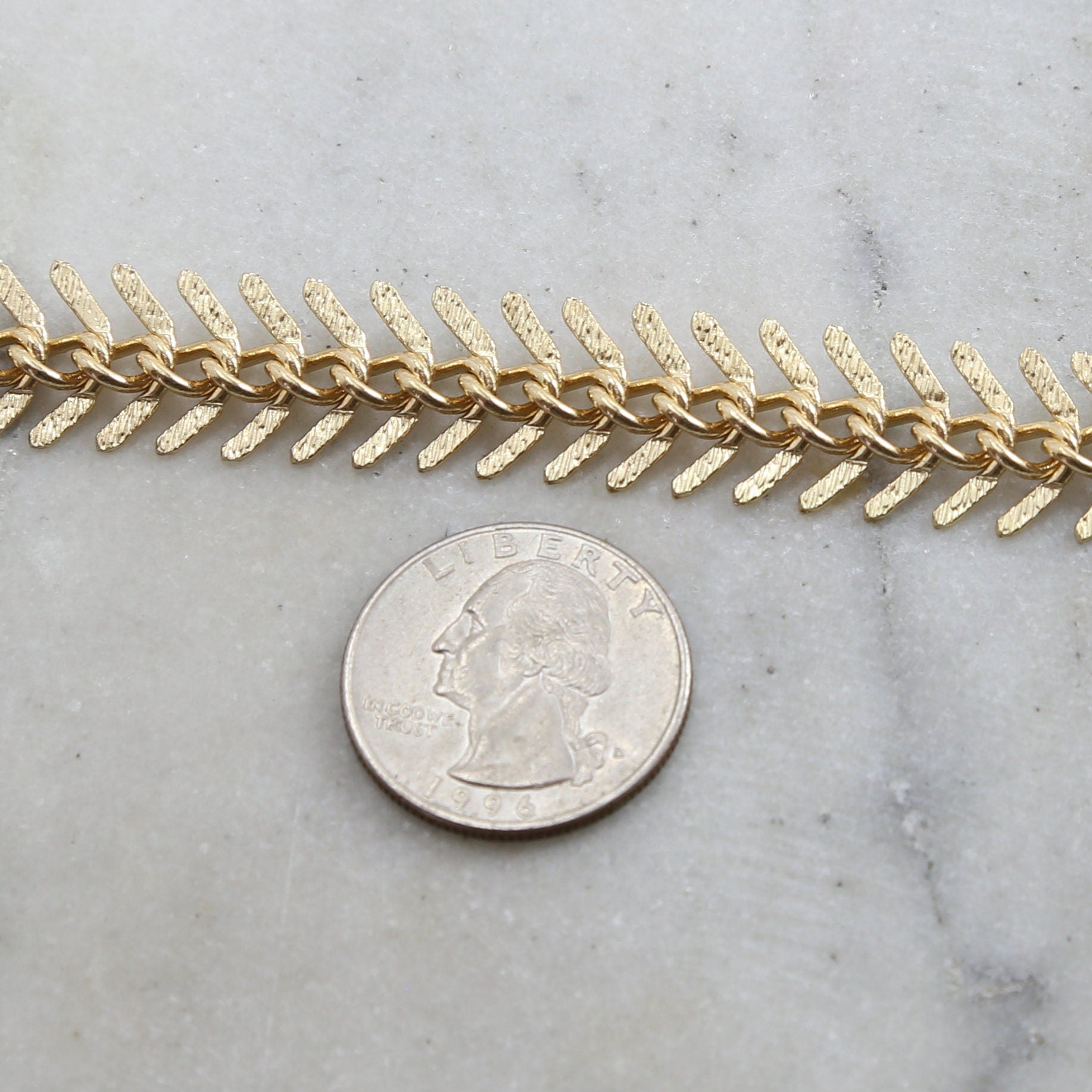 12mmx7mm Brass Plated Herringbone Chevron Choker Chain – Sold by the Foot
