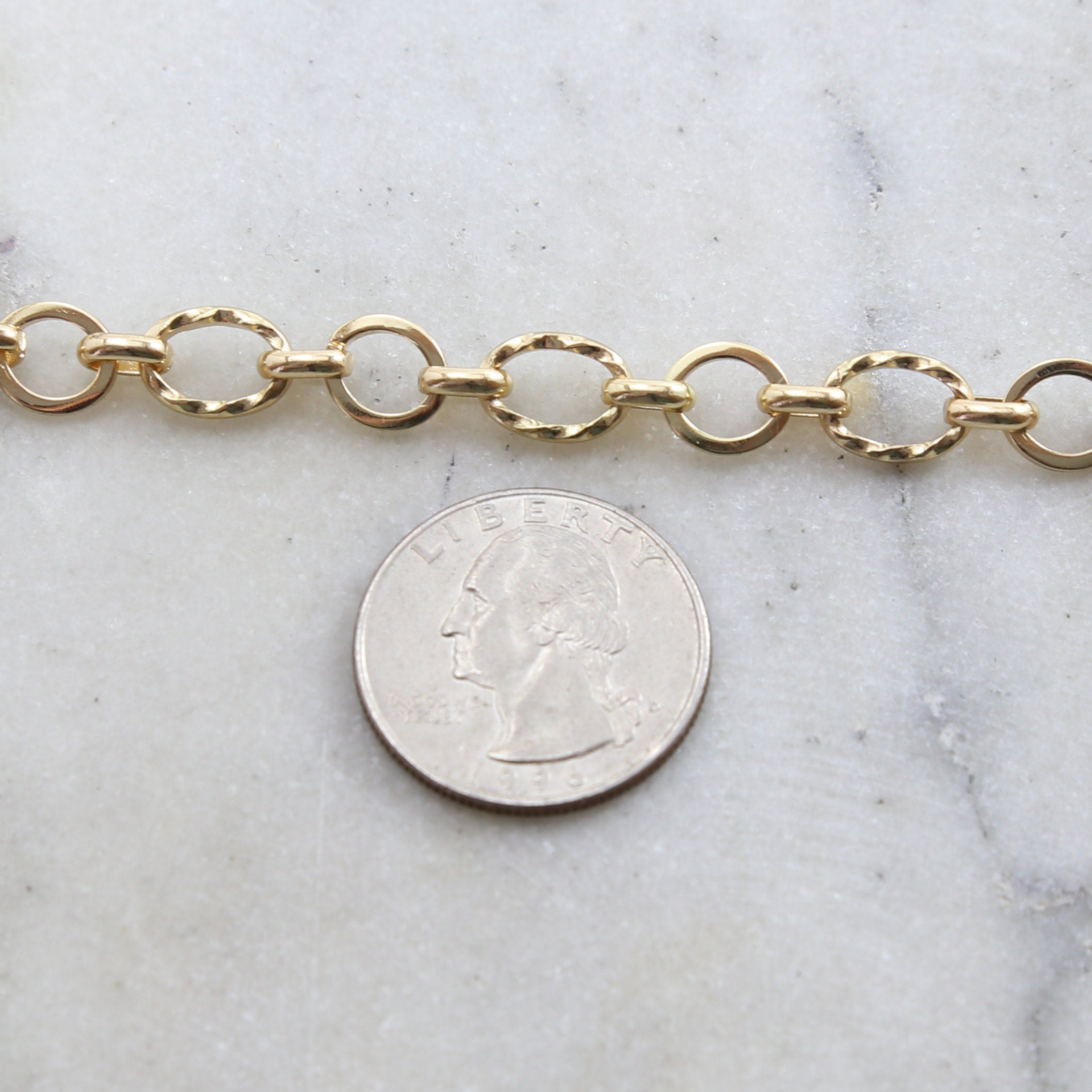 10.5mmx7.5mm Brass Thick Openable Textured Oval Extender – Sold by the Foot