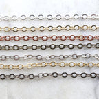 Brass Medium Weight 5mm x 4mm Dainty Flat Oval Extender – Sold by the Foot