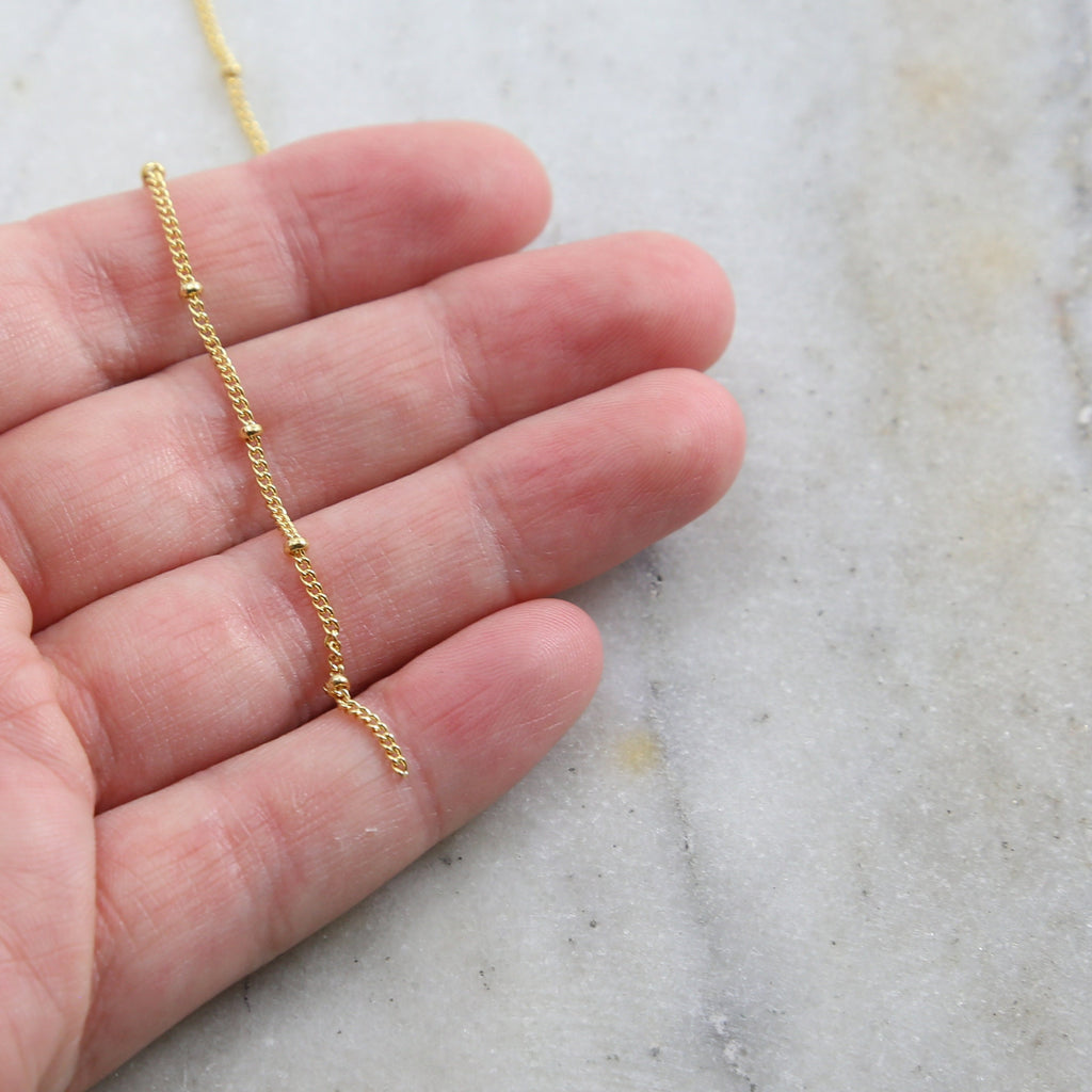 Brass Plated 2mm Satellite Ball Dotted Chain in 7 Finishes – Sold by the Foot