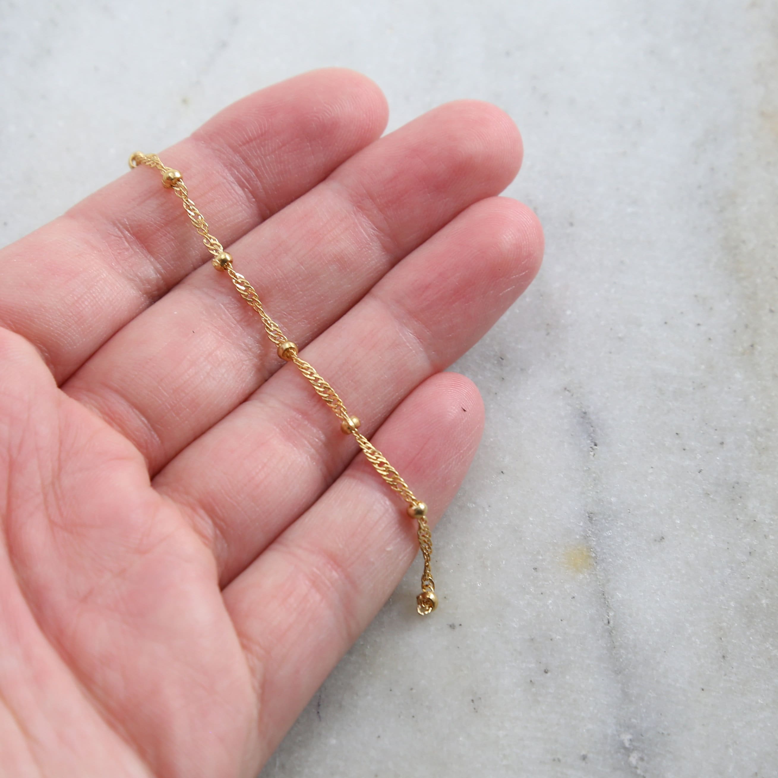 Brass Plated 2.5mm Filigree Satellite Ball Dotted Chain – Sold by the Foot