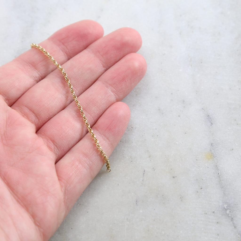 1.75mm Brass Plated Double Layered Twisted Rolo Chain in 8 – Sold by the Foot