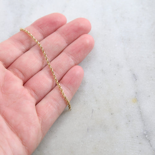 1.75mm Brass Plated Double Layered Twisted Rolo Chain in 8 – Sold by the Foot