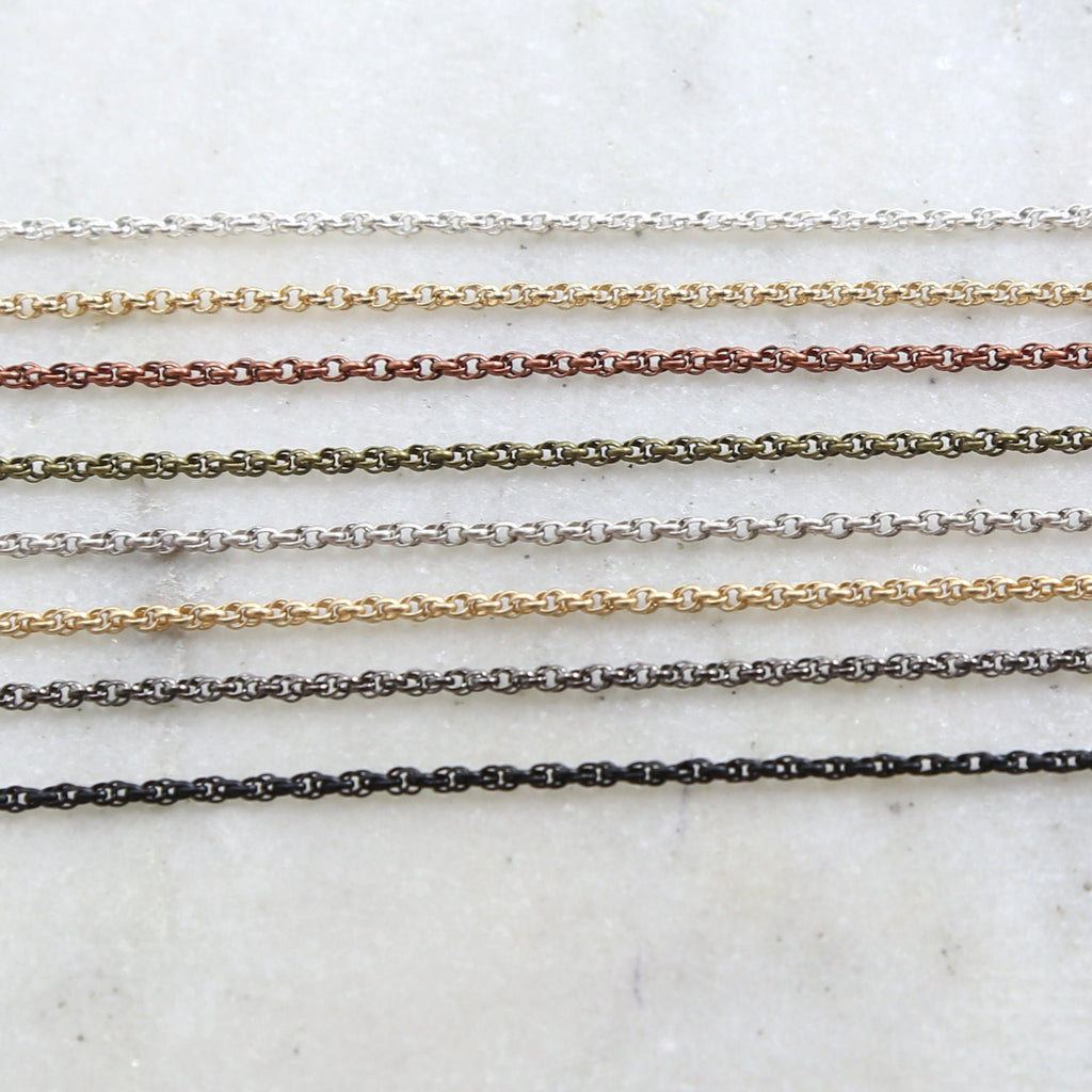 1.75mm Brass Plated Double Layered Twisted Rolo Chain in 8 – Sold by the Foot