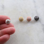 Rhodium Plated 8mm Large Pave Cubic Zirconia Ball Spacer Bead