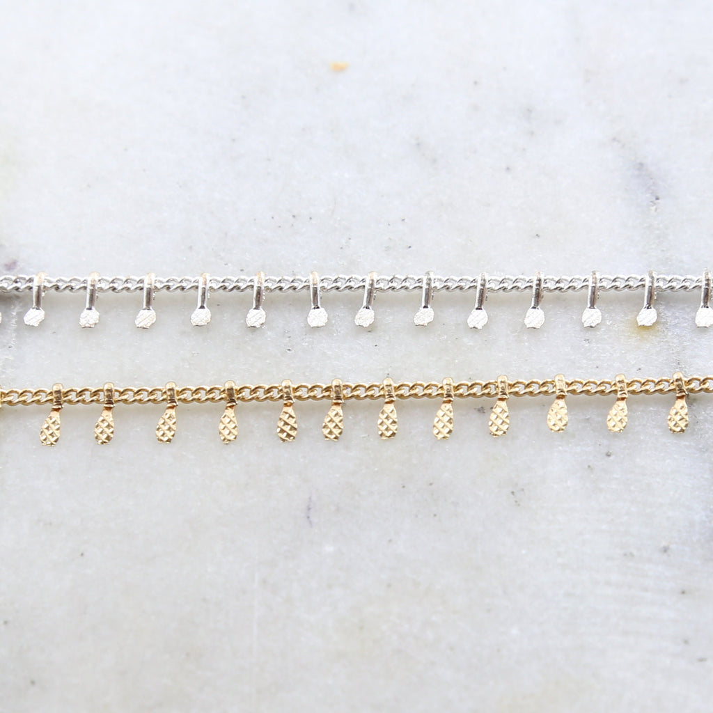 6mmx2mm Brass Gold or Silver Plated Dangle Drop Choker – Sold by the Foot