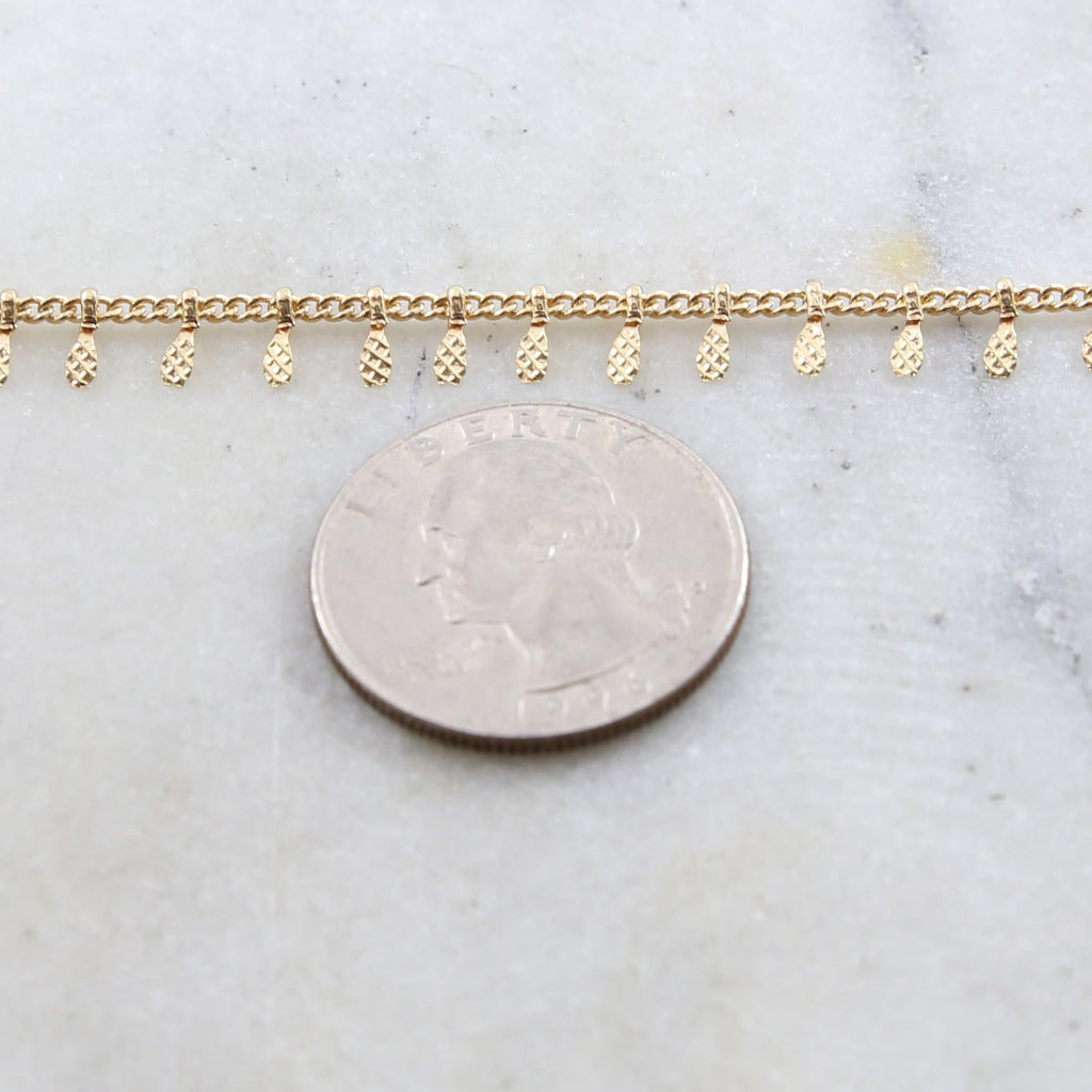 6mmx2mm Brass Gold or Silver Plated Dangle Drop Choker – Sold by the Foot