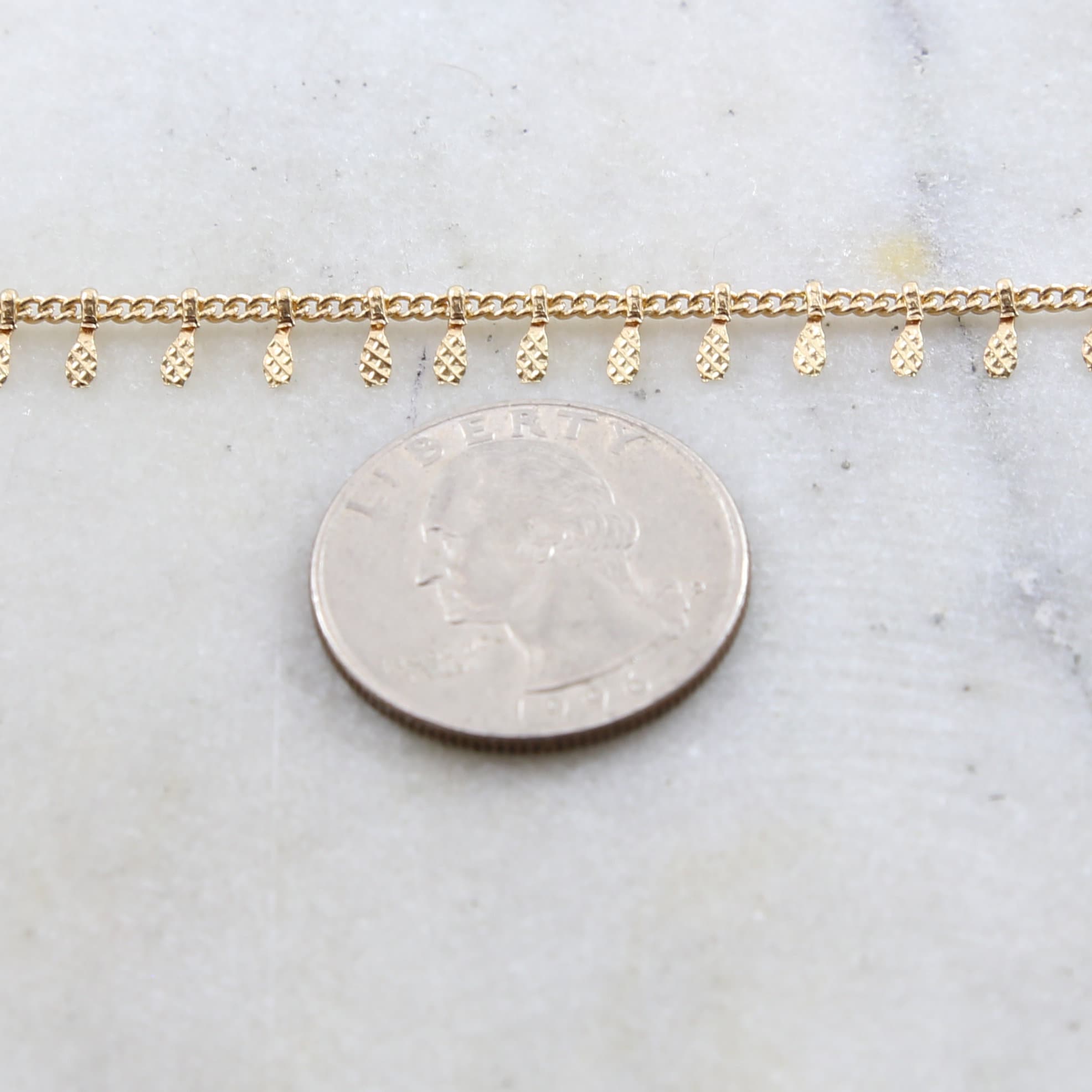 6mmx2mm Brass Gold or Silver Plated Dangle Drop Choker – Sold by the Foot