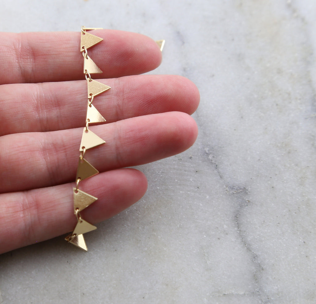 Gold Plated or Brass Modern Triangle Dainty Minimal – Sold by the Foot