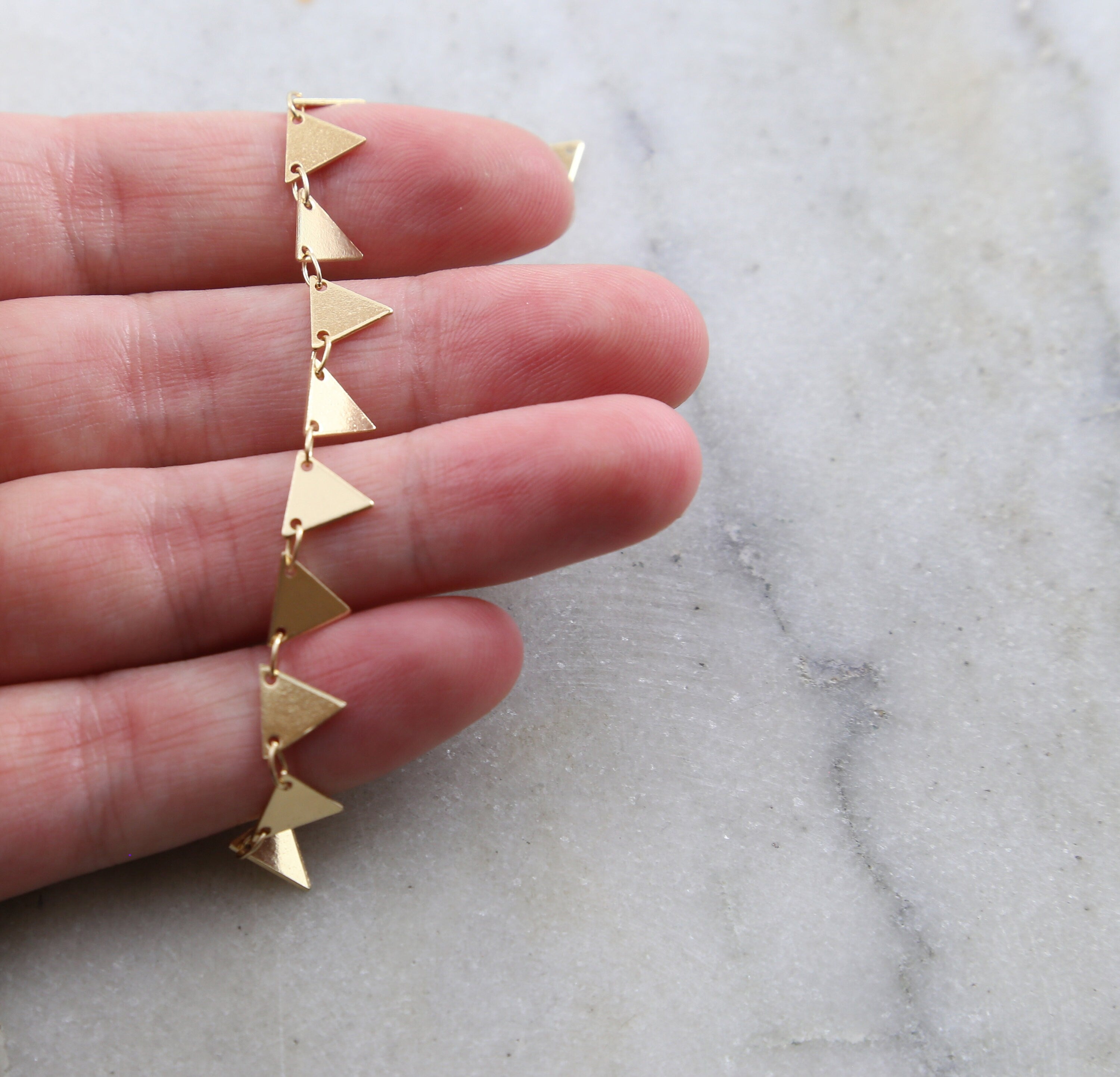 Gold Plated or Brass Modern Triangle Dainty Minimal – Sold by the Foot