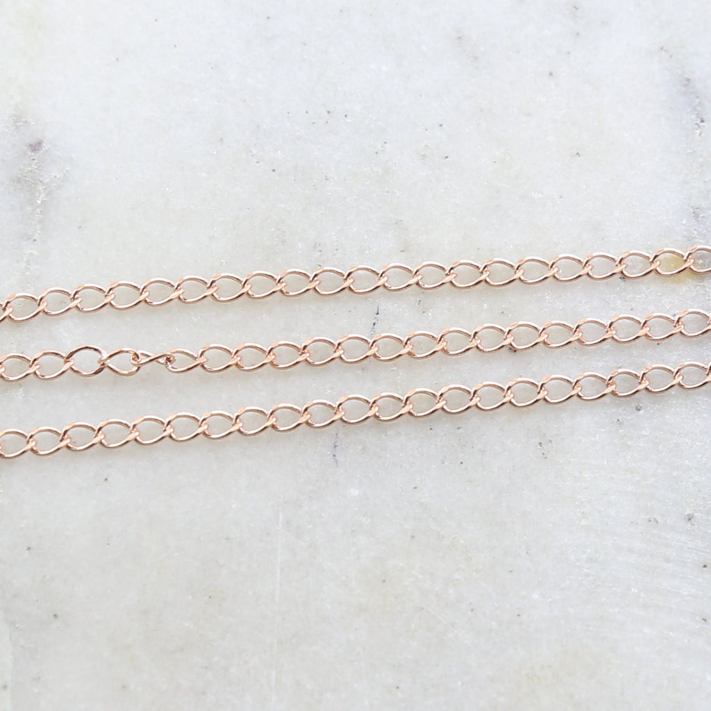 Gold Plated or Brass Rose Curb Extender Chain 4mm x 3mm – Sold by the Foot