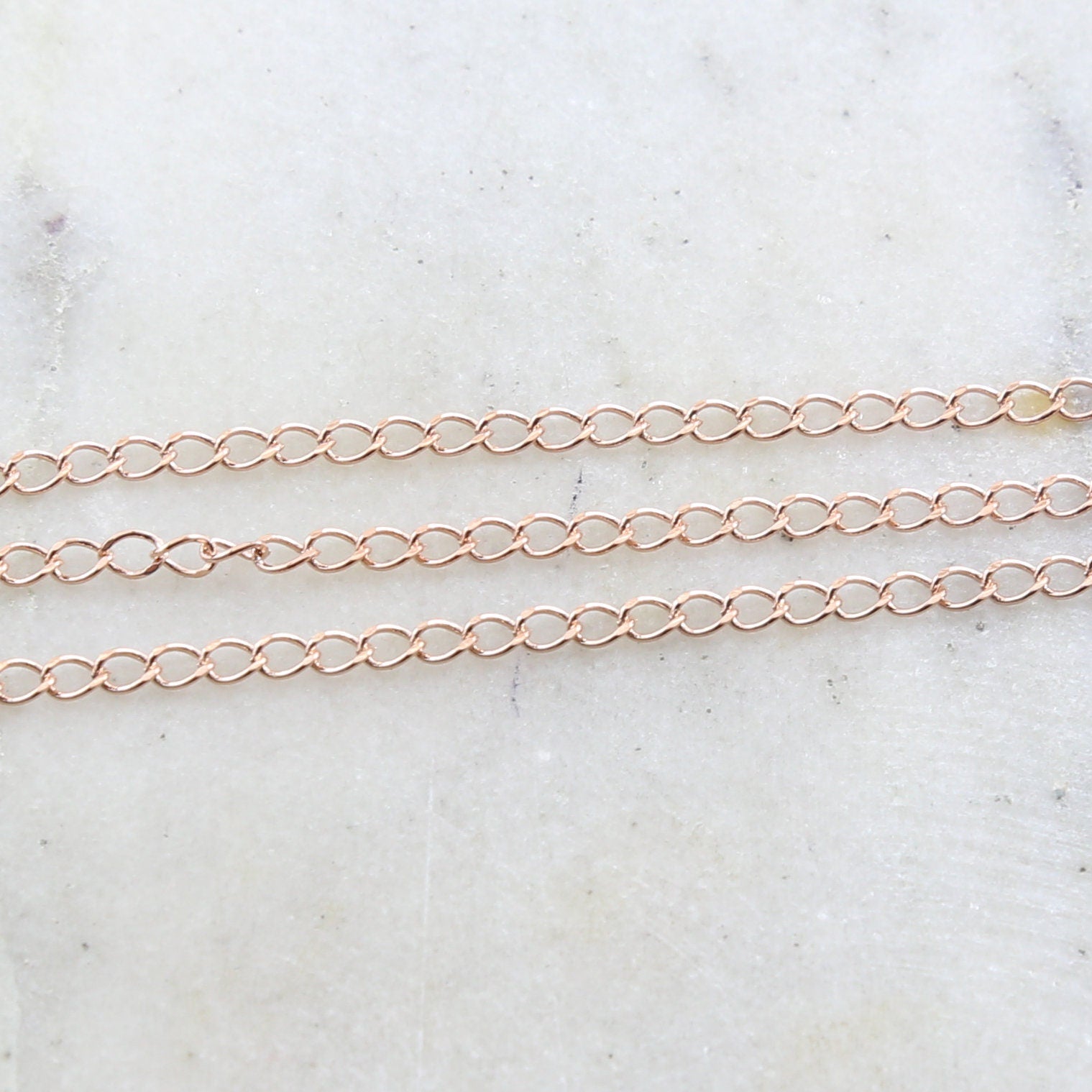 Gold Plated or Brass Rose Curb Extender Chain 4mm x 3mm – Sold by the Foot