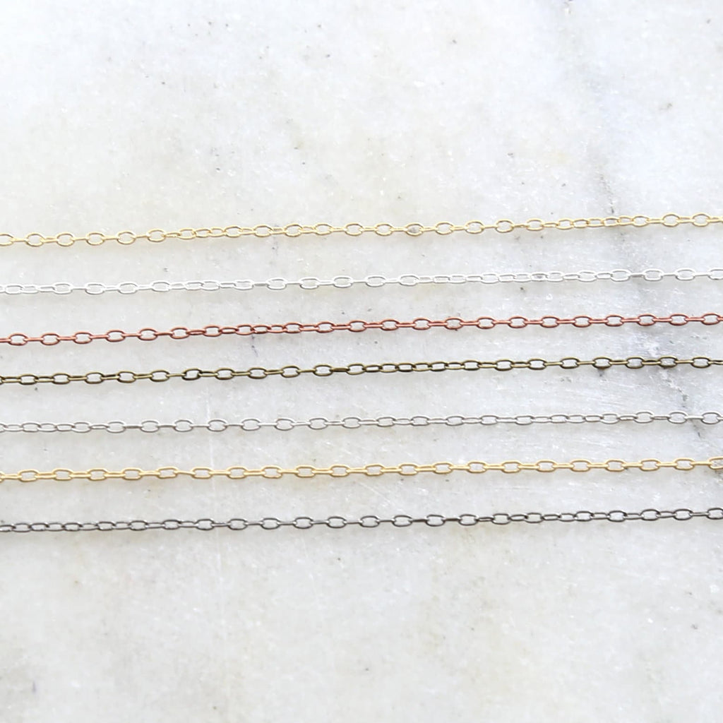 Brass Delicate Thin Oblong Link Cable Chain 2mmx 1mm in 7 – Sold by the Foot