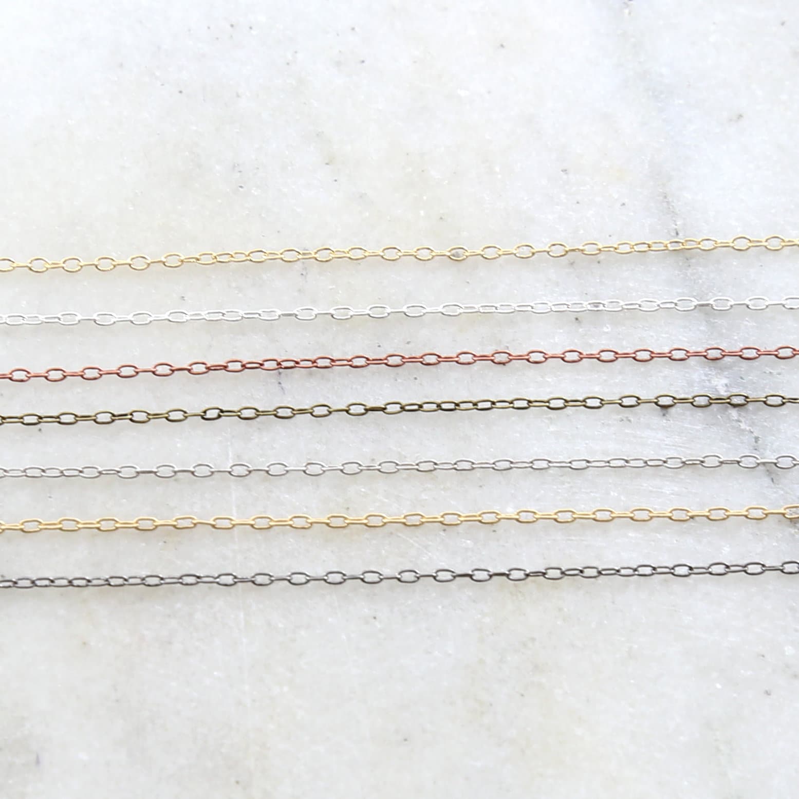 Brass Delicate Thin Oblong Link Cable Chain 2mmx 1mm in 7 – Sold by the Foot