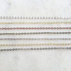 Brass Delicate Flat Round Link Cable Chain 2mm x 1.5mm in 7 – Sold by the Foot