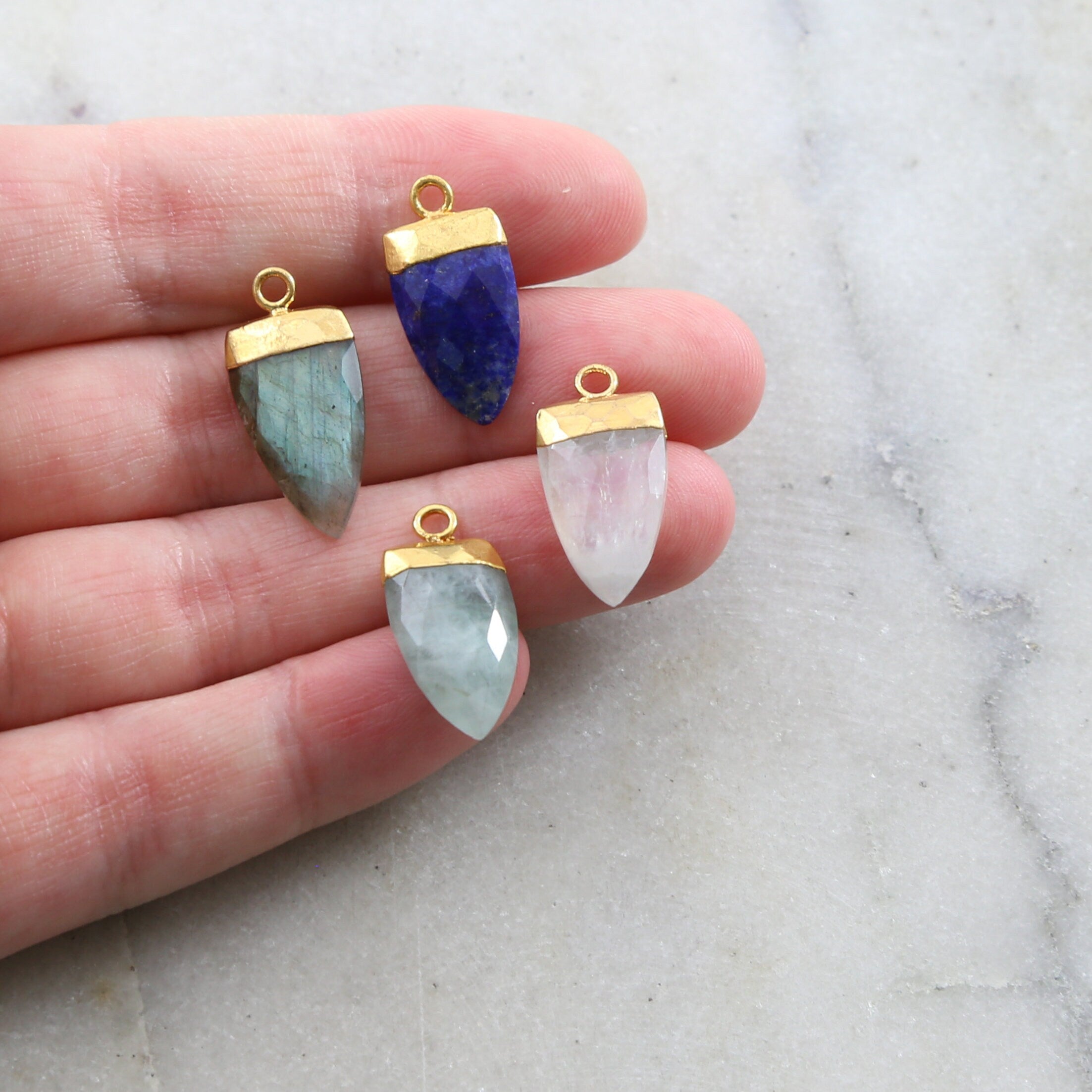 Sterling Silver or Gold Plated Beautiful Gemstone Point Dagger Charm Pendant
