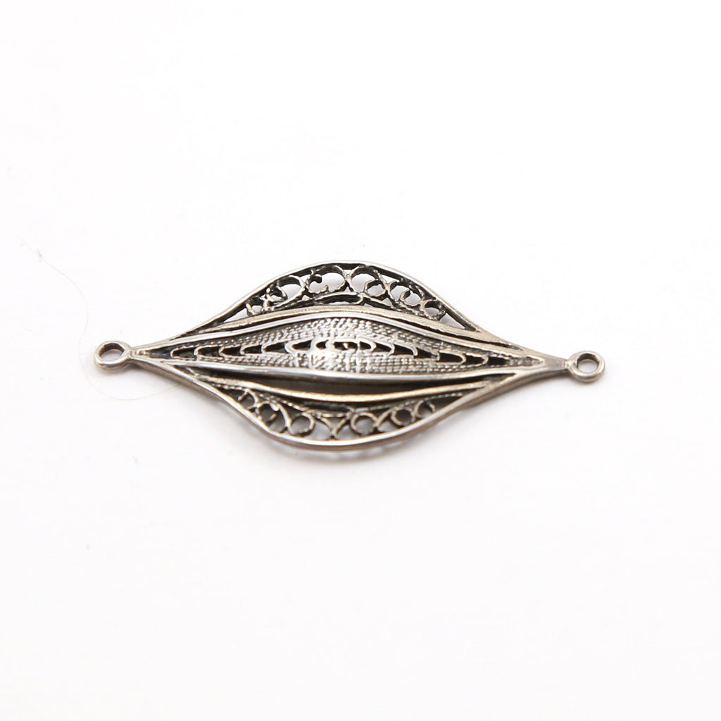 Sterling Silver Rounded Connector Charm with Swirl Detailing