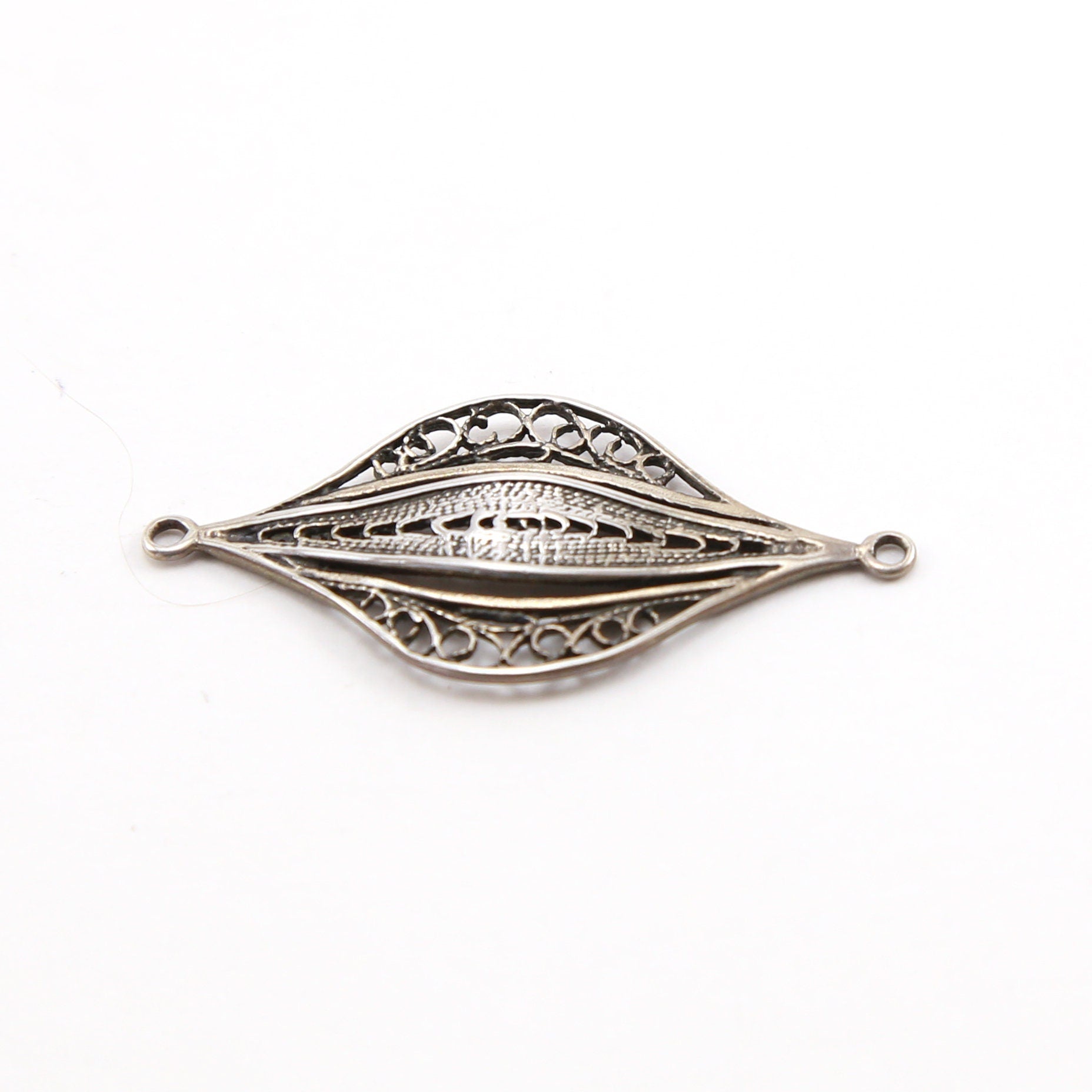 Sterling Silver Rounded Connector Charm with Swirl Detailing