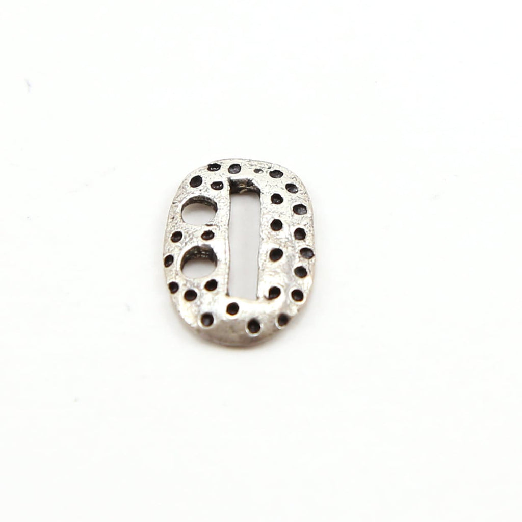 Sterling Silver Oval Dotted Leather Button Connector Charm