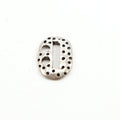 Sterling Silver Oval Dotted Leather Button Connector Charm