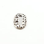 Sterling Silver Oval Dotted Leather Button Connector Charm