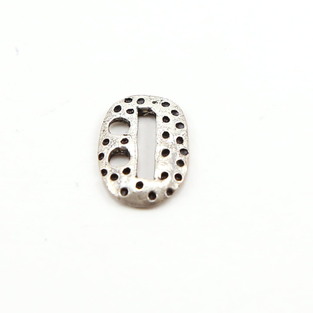 Sterling Silver Oval Dotted Leather Button Connector Charm