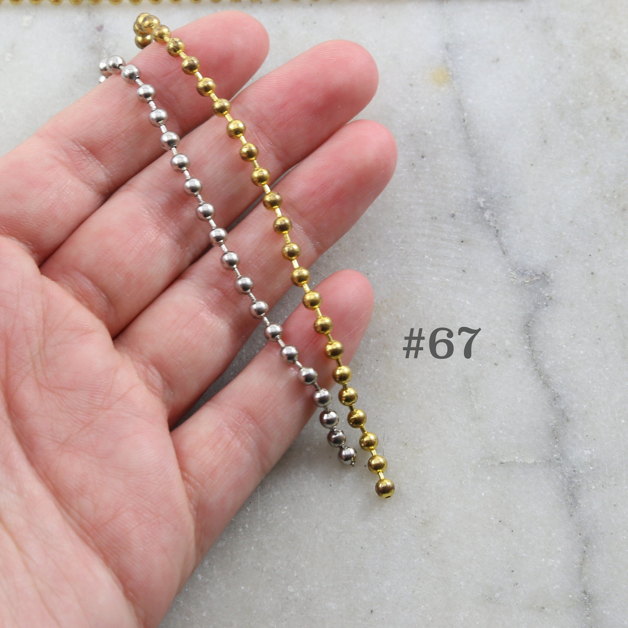 Brass 3 Feet Gold or Silver Plated Ball Chain Dog Tag Chain