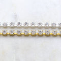 6mm Brass Gold or Silver Plated Clear Austrian Rhinestone – Sold by the Foot
