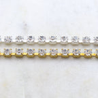 6mm Brass Gold or Silver Plated Clear Austrian Rhinestone – Sold by the Foot