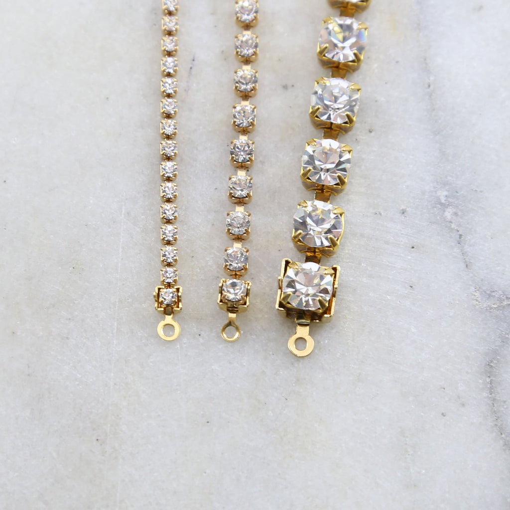 Base Metal Austrian Rhinestone Chain Closure Clasp End Chain (10pc)