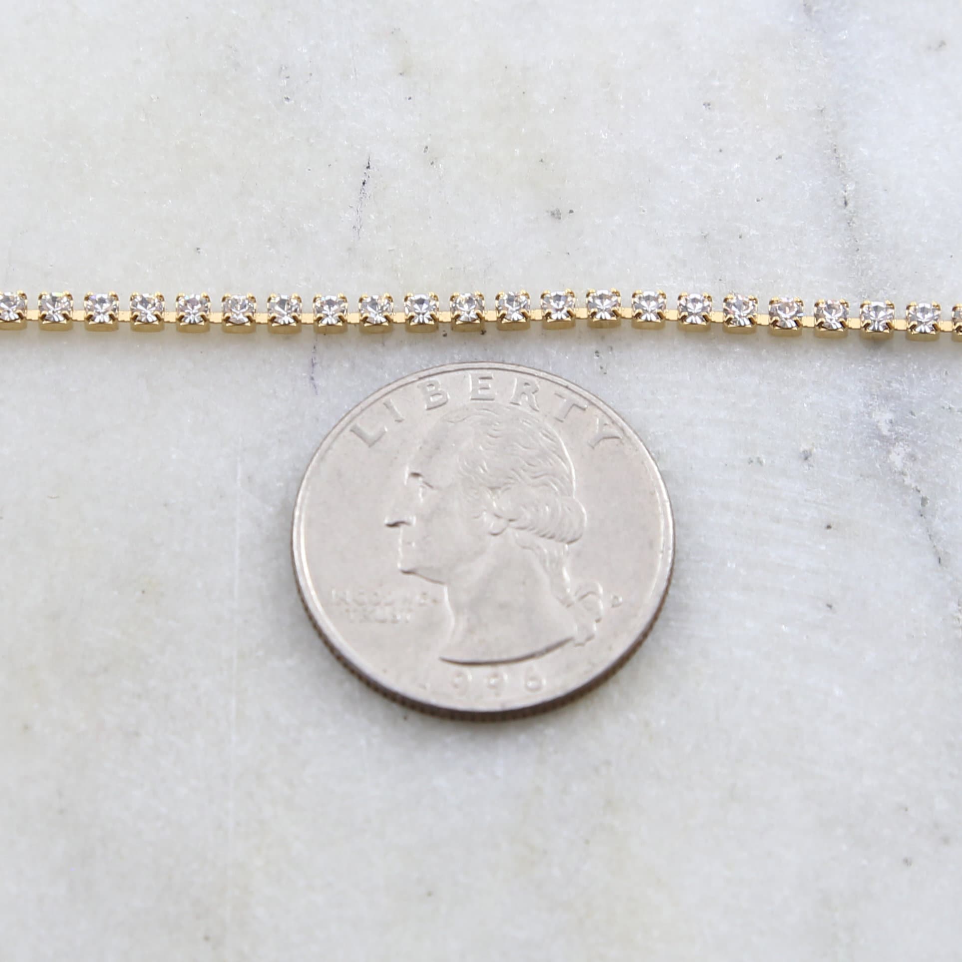 2 Mm Brass Clear or Clear AB Swarovski Rhinestone Chain – Sold by the Foot