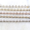 4mm Brass Clear Preciosa Rhinestone Chain in Gold Silver – Sold by the Foot