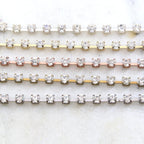 4mm Brass Clear Preciosa Rhinestone Chain in Gold Silver – Sold by the Foot