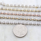4mm Brass Clear Preciosa Rhinestone Chain in Gold Silver – Sold by the Foot
