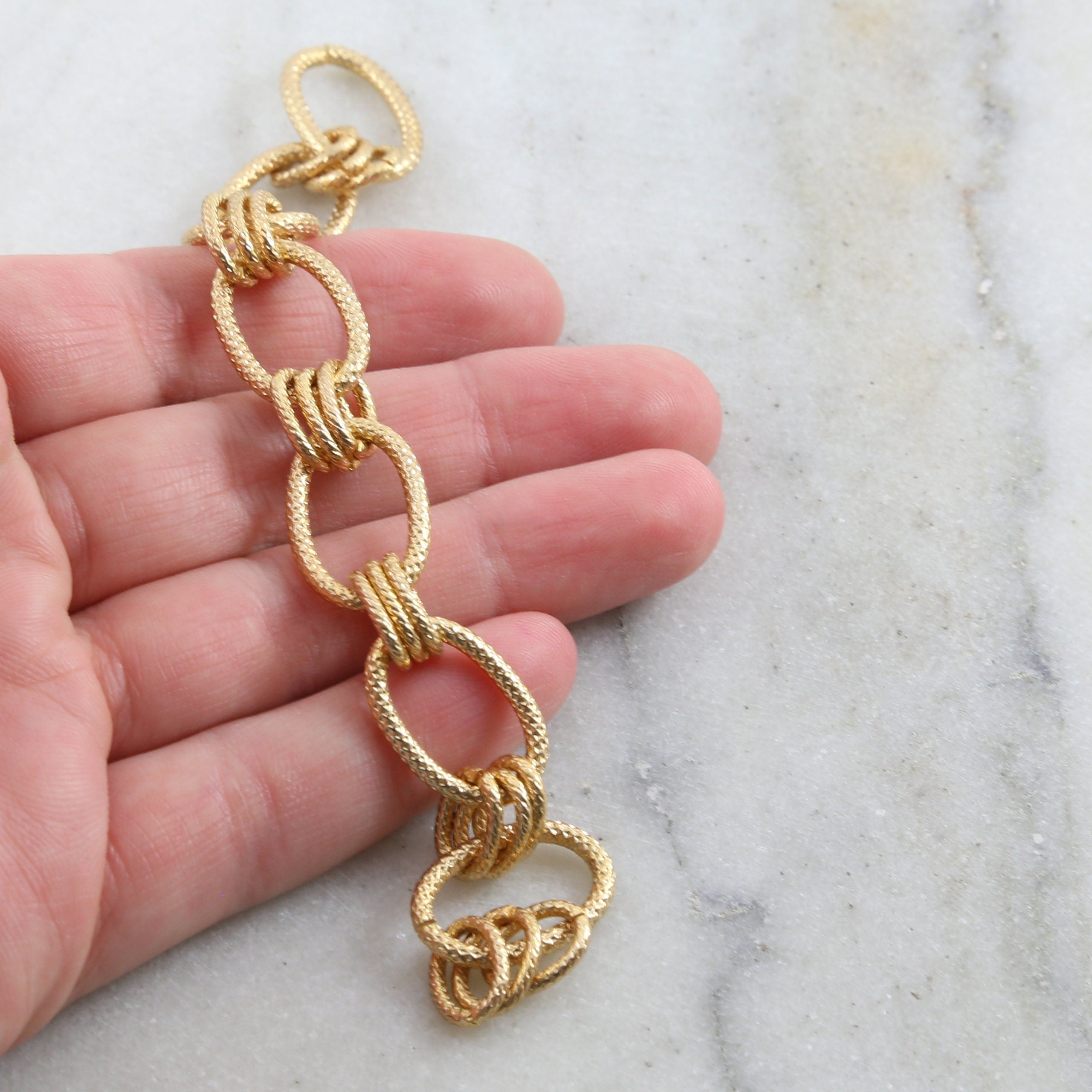 Brass Thick Sturdy Textured Oval Chain in Shiny Silver Gold – Sold by the Foot