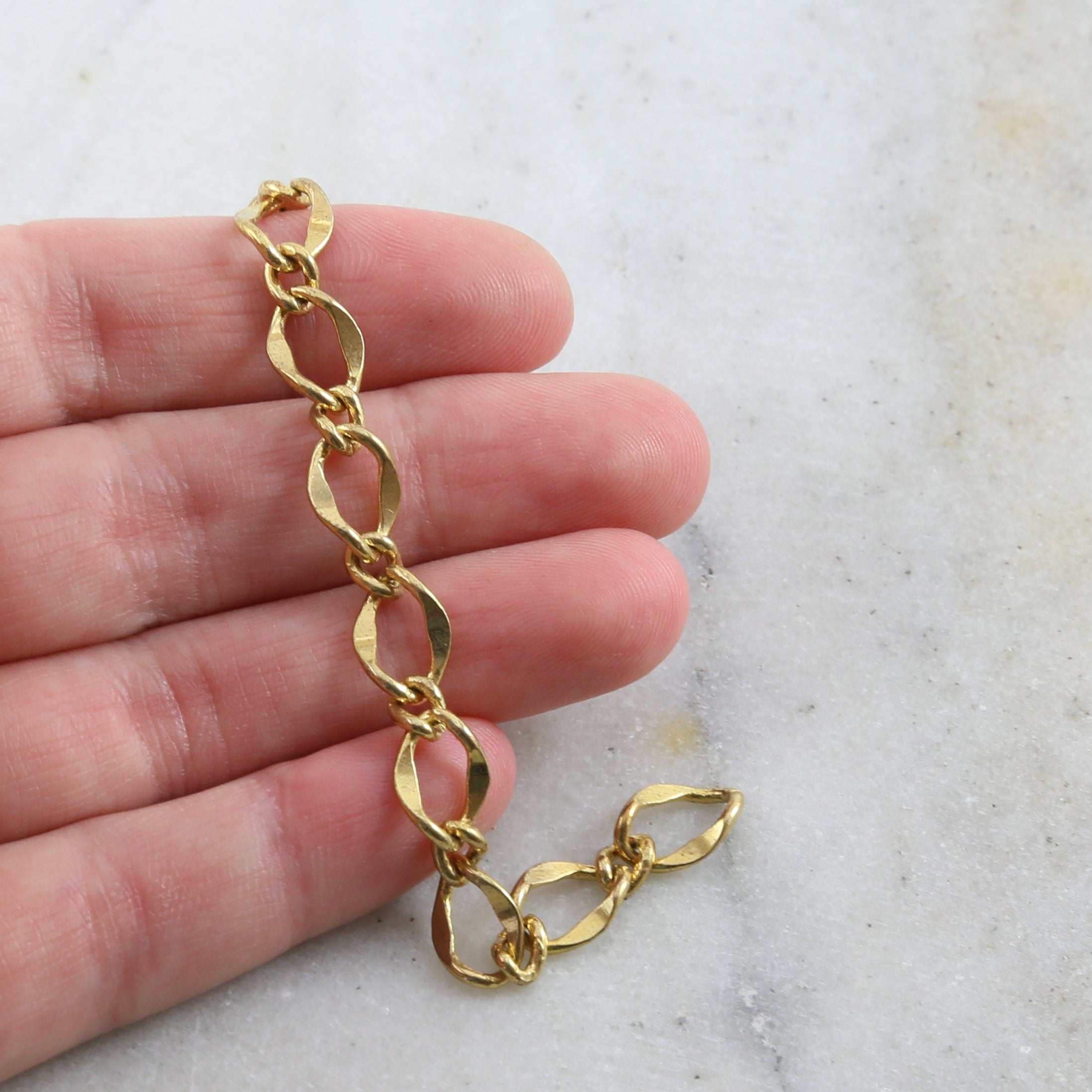 11mmx7mm Brass Large Curb Chain Extender in Shiny Gold – Sold by the Foot
