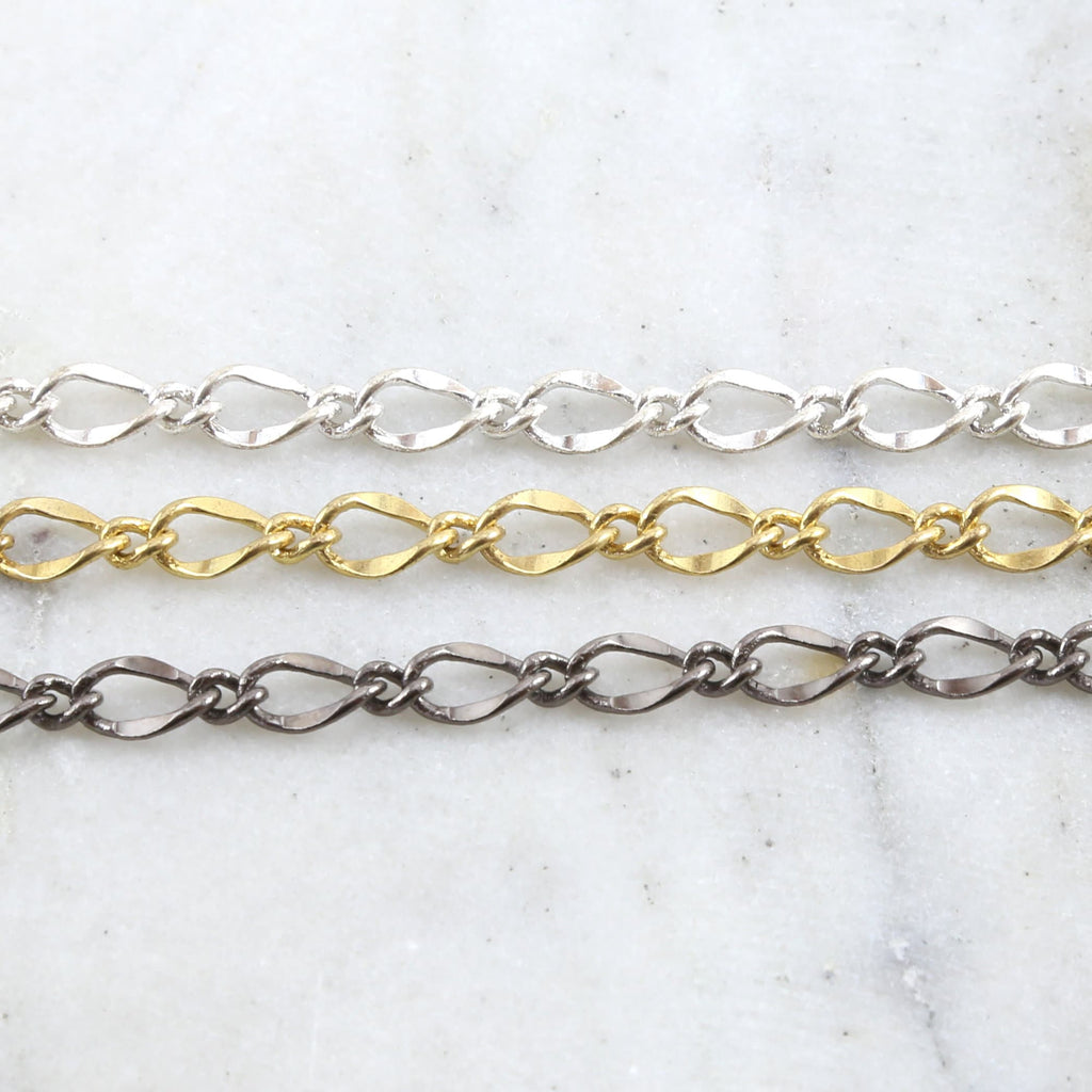 11mmx7mm Brass Large Curb Chain Extender in Shiny Gold – Sold by the Foot