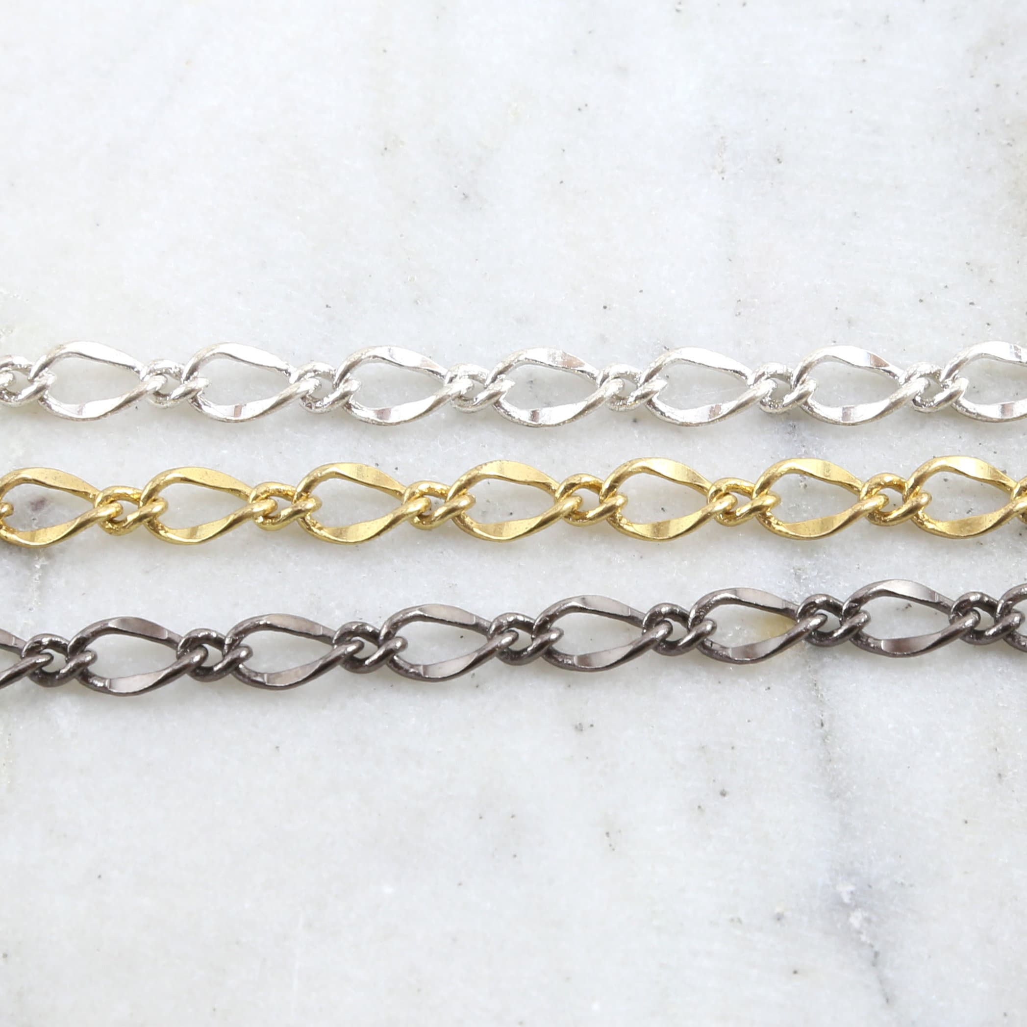 11mmx7mm Brass Large Curb Chain Extender in Shiny Gold – Sold by the Foot