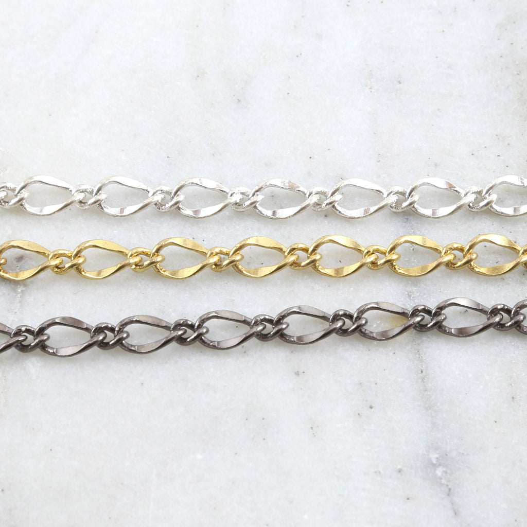Brass Large Curb Chain Extender in Shiny Gold Shiny Silver – Sold by the Foot