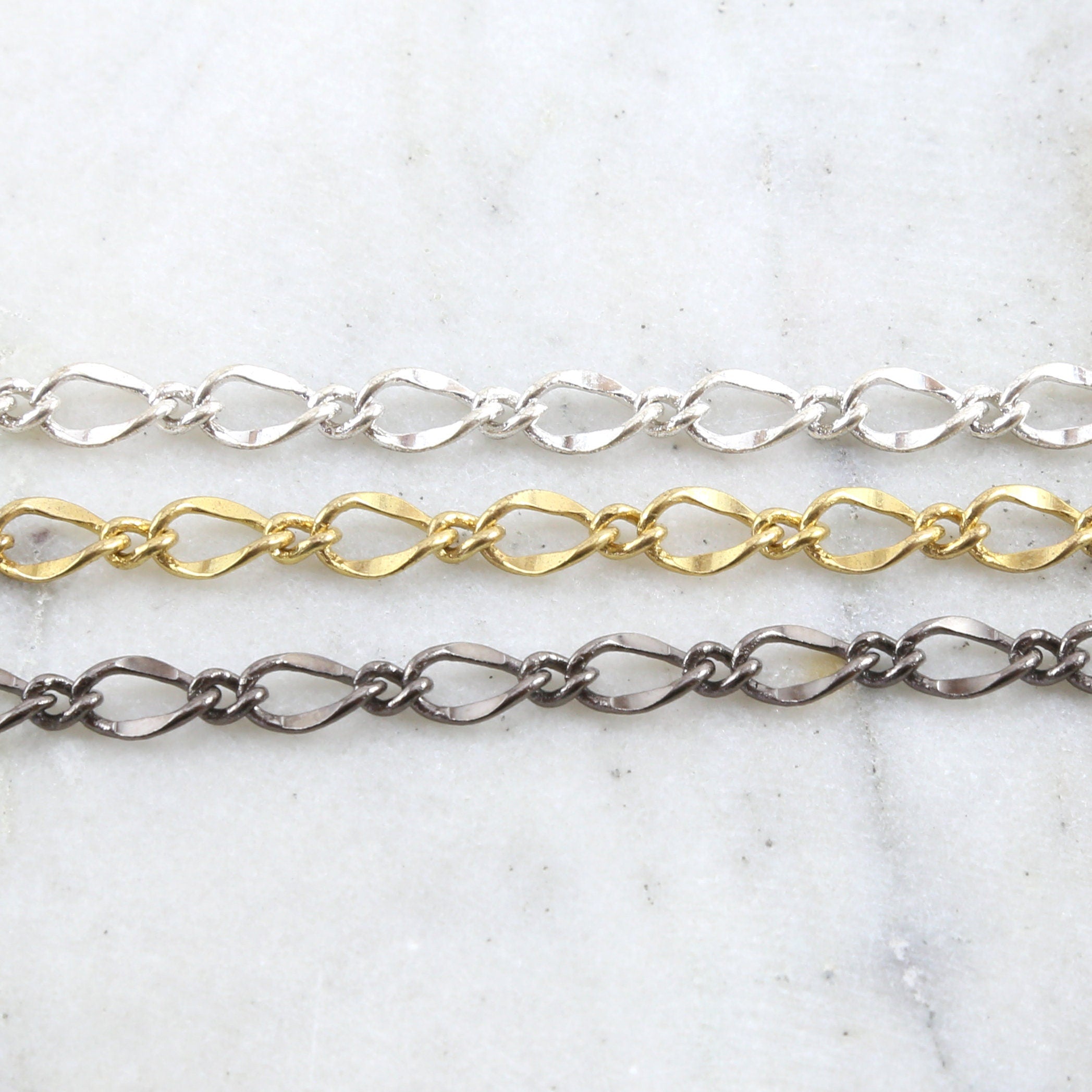 Brass Large Curb Chain Extender in Shiny Gold Shiny Silver – Sold by the Foot