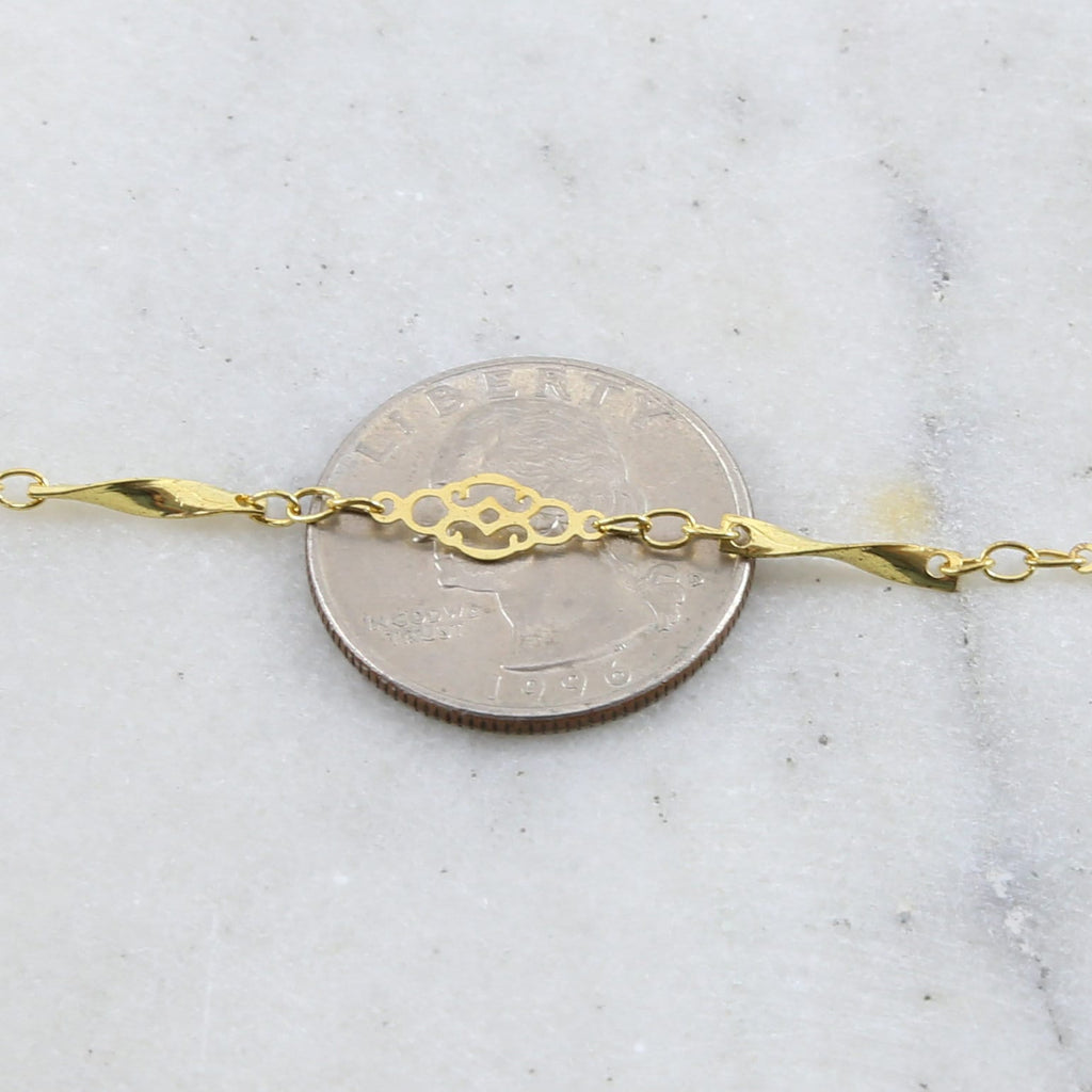 11mmx6mm Brass Ornate Filigree Shimmer Chain in Antique – Sold by the Foot
