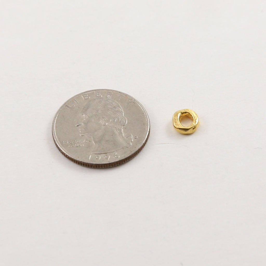 Sterling Silver or Vermeil Artisan Organic Rondelle Shape 6mm Flat Round Donut