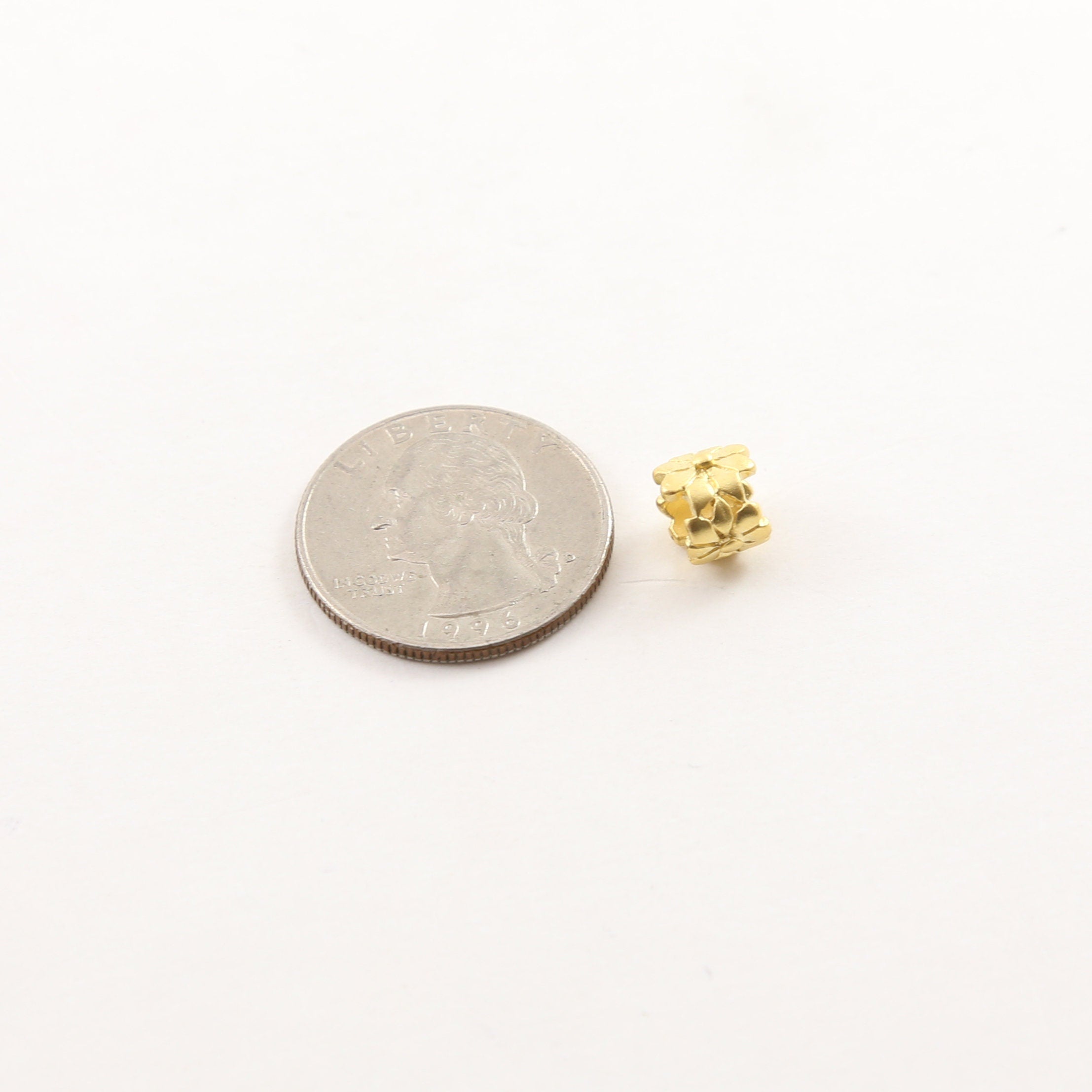 Sterling Silver or Vermeil Artisan Daisy Flower Large Hole Spacer Bead