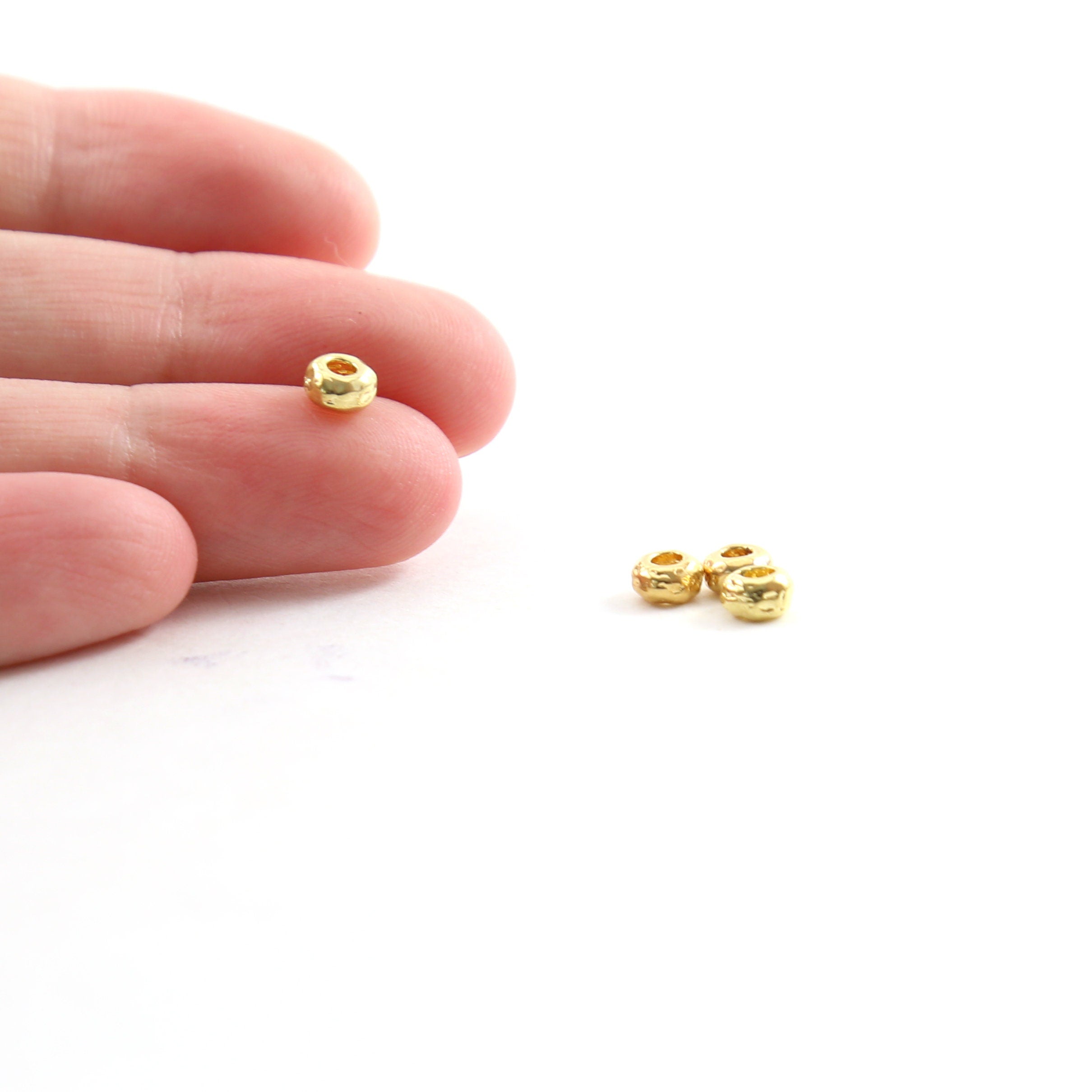 Sterling Silver or Vermeil Artisan Organic Shape Rondelle 5mm (5pc)