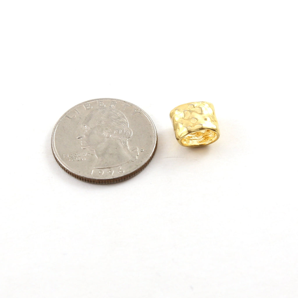 Sterling Silver or Vermeil Artisan Organic Hammered Textured Oblong Large Hole