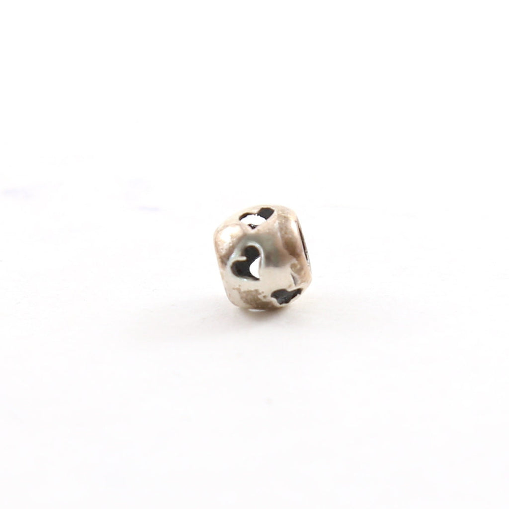 Sterling Silver Heart Cut Out Large Hole Spacer Bead Leather Slide Bead