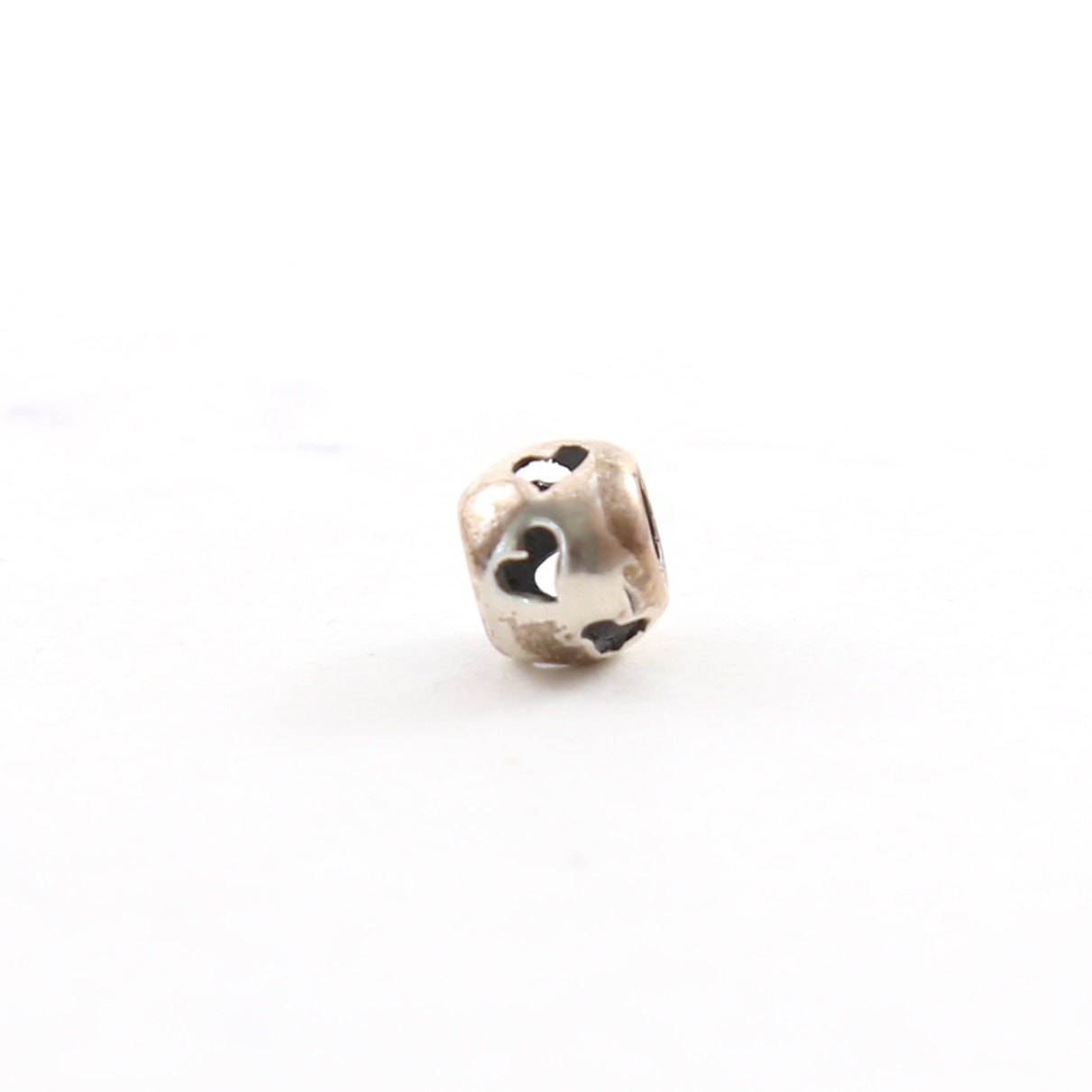 Sterling Silver Heart Cut Out Large Hole Spacer Bead Leather Slide Bead