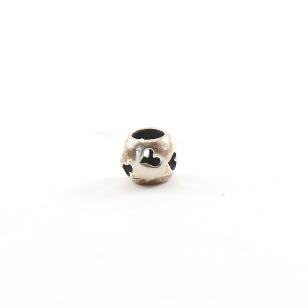 Sterling Silver Heart Cut Out Large Hole Spacer Bead Leather Slide Bead