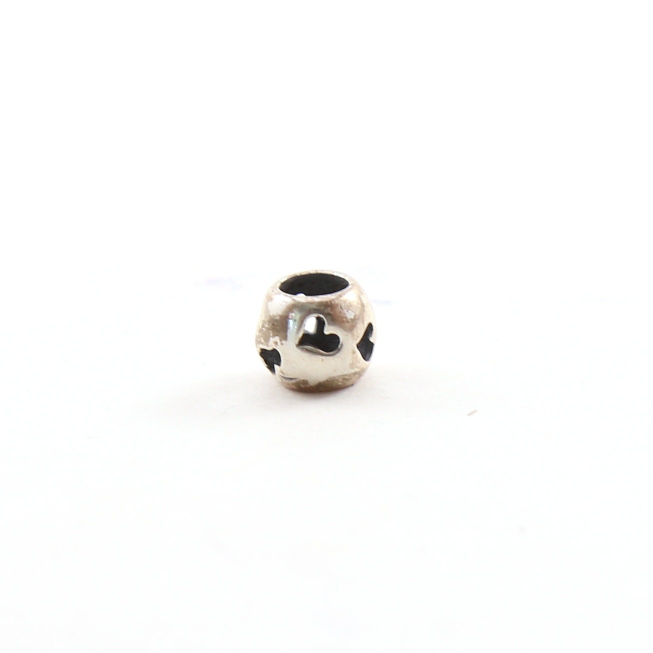 Sterling Silver Heart Cut Out Large Hole Spacer Bead Leather Slide Bead